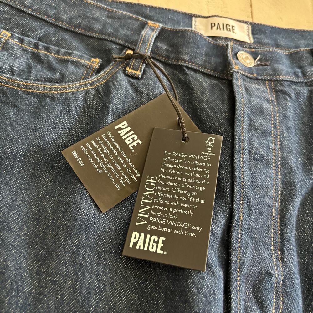 NWT PAIGE Sawyer Wide Leg Jeans in Dark Madella Wash Size 31 Vintage Collection - Picture 4 of 8